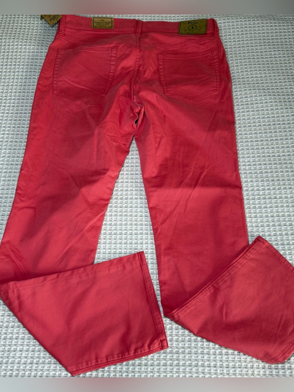 New Polo Ralph Lauren The Varick Slim Straight Men’s Size 33x32 Pants Salmon - Picture 13 of 13
